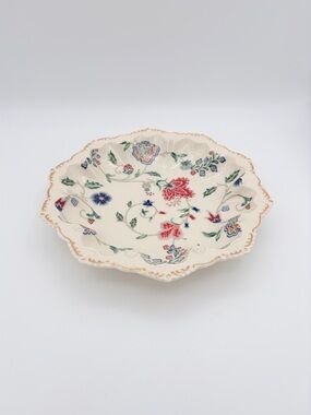 Skye McGhie Chatsworth Floral Fine Porcelain Serving Bowl Gold Trim 10"